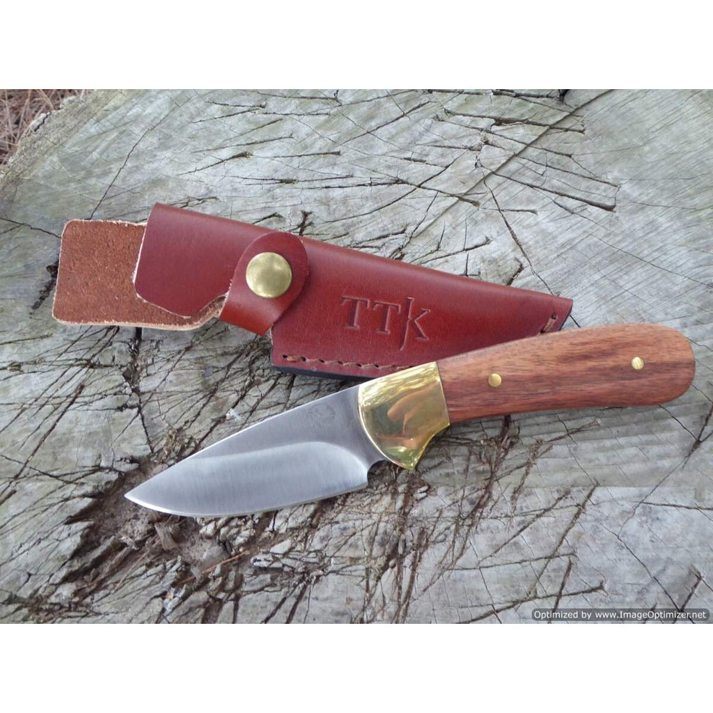 Tassie Tiger Knives Tassie Tiger 3 Inch Fixed Blade Skinner Hunting Knife - Leather Sheath #ttk3.1L Brown