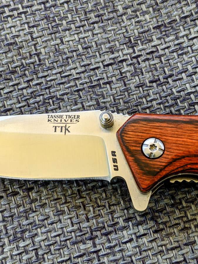 Tassie Tiger Knives Tassie Tiger Wood Handle Edc Folder With Pocket Clip - Usa Made #ttkusawf Pale Goldenrod