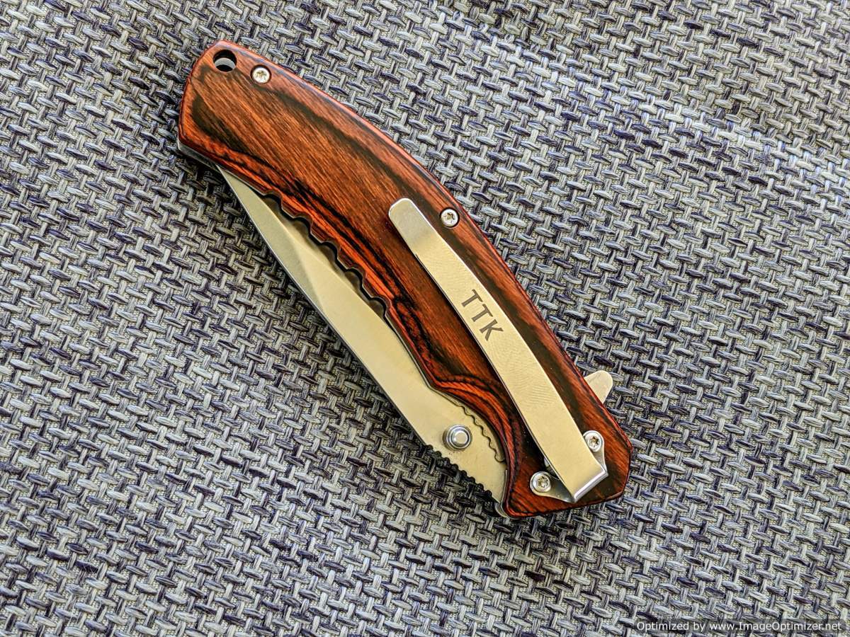 Tassie Tiger Knives Tassie Tiger Wood Handle Edc Folder With Pocket Clip - Usa Made #ttkusawf Tan