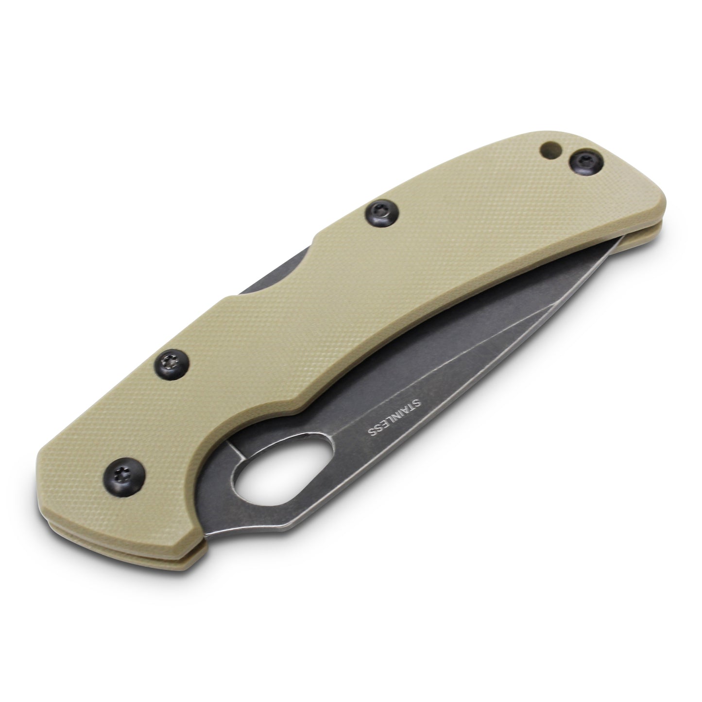 Xhunter Cobra Desert Rat Drop Point Blade Folding Knife - Coyote Tan 7.8 Inch Overall #kf0306 Tan