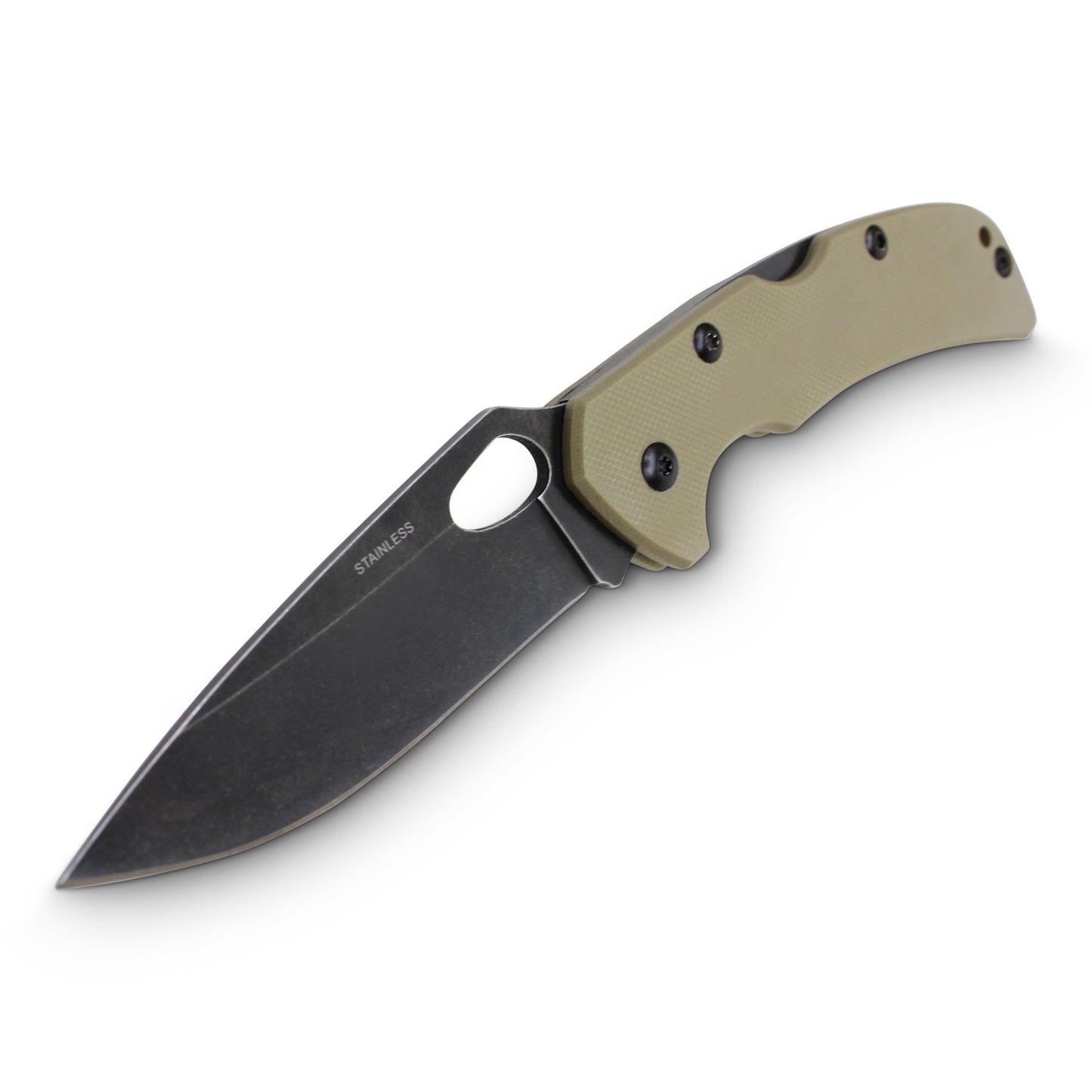 Xhunter Cobra Desert Rat Drop Point Blade Folding Knife - Coyote Tan 7.8 Inch Overall #kf0306 Rosy Brown