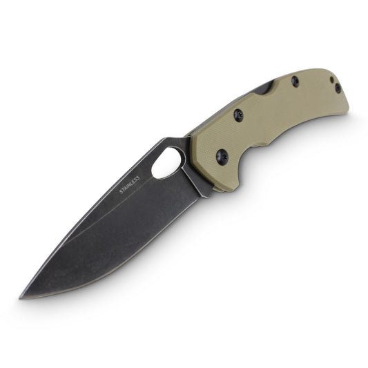 Xhunter Cobra Desert Rat Drop Point Blade Folding Knife - Coyote Tan 7.8 Inch Overall #kf0306 Rosy Brown